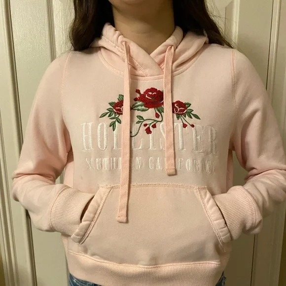 Hollister Tops Pink Hollister Rose Cropped Hoodie Poshmark